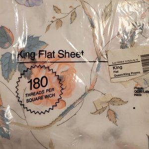 JCP Vintage King Flat Floral Pastel Sheet
